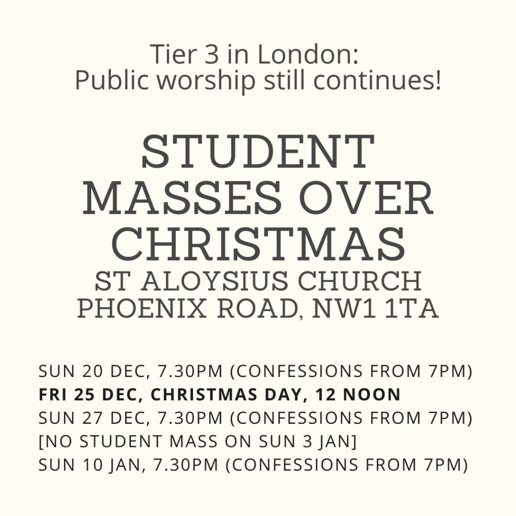 Student Masses over the Christmas vacation
